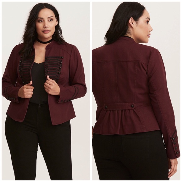 torrid Jackets & Blazers - NWOT Torrid Embellished Burgundy Band Jacket